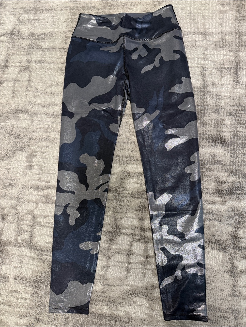 Women’s Camouflage Leggings - Silver & Black & Blue